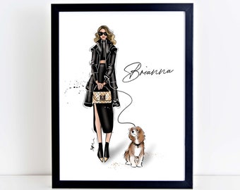 Ritratto di illustrazione di moda personalizzata / Arte della moda personalizzata, autoritratto, regalo per lei, illustrazione disegnata a mano