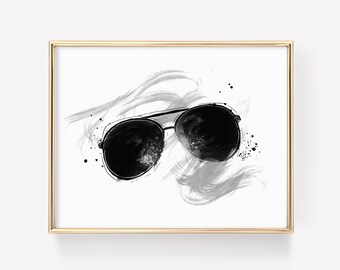 Sunglass Swirl - PRINTABLE, digital download, instant art, Wall Art, Wall Decor, Poster, Drawing, Home Decor, Fashion Illustration