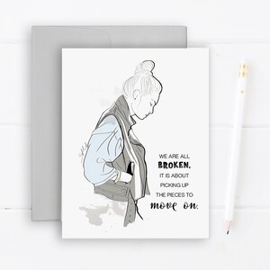 Moving On - Carte de voeux, Illustration de mode, Carte de citation, Juste parce que la carte, carte d’encouragement de sympathie, carte d’art