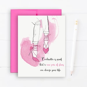 Zapatos de Cenicienta - Tarjeta de felicitación, Ilustración de moda, Tarjeta de cita, Tarjeta de amistad, Tarjeta de hola, Sólo porque tarjeta, moda, estilo, zapatos