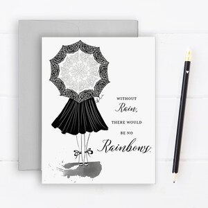 Rain & Rainbows - Carte de vœux, Illustration de mode, Carte de devis, Carte d’encouragement, Carte d’art