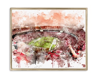 University of Alabama Stadium Champions | Wall Art | Home Decor | Watercolour Effect | Digitally Mastered | Crimson Tide | Bryant-Denny