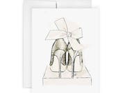 Party Shoes - Greeting Card, Fashion Illustration, Wedding Card, Just Because Card, Shoe Card, Art Card, Stationery