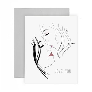 Sweet Kisses - Tarjeta de felicitación, Ilustración de moda, Tarjeta lésbica y gay, Tarjeta femenina, Tarjeta Love You
