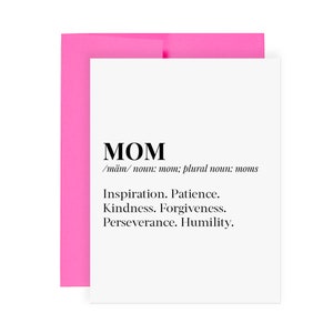 Définition de maman - carte de voeux, carte de joyeux anniversaire, carte de fête des mères, carte d'art, carte graphique, amour, gentillesse, patience