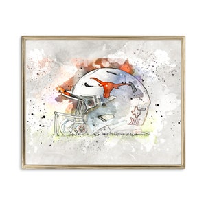 University of Austin Texas Football Helmut  | Wall Art | Home Decor | Watercolour Effect | Digitally Mastered | Athletics Art | Sports