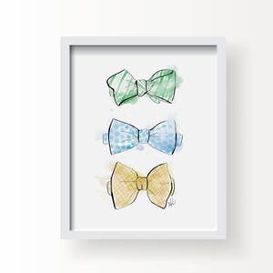 Leo&#39;s Bow Ties - Fashion Fine Art Illustration Print, Wall Decor, Wall Art Print, Poster Illustration, Art for Home, Office, Accessories