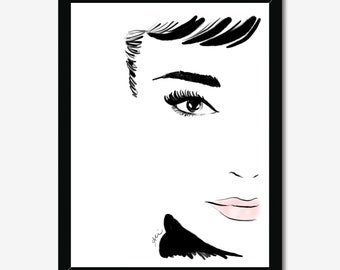 Stampa artistica Tiffany - Incorniciata o senza cornice / Illustrazione di moda / Schizzo / Colazione da Tiffany