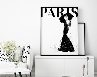 Paris Glamour - Beauty Illustration, Art, Fine Art, Wall Art Print, Poster, Fashion Illustration, Home Decor, Watercolour