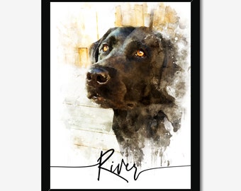 Custom Pet Portrait | Pet Gift | Pet Memorial | Digitally Mastered Artwork | Home Art | Pet Art | Watercolour Style | Framed | Canvas | Art
