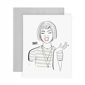 Merda. - Biglietto d'auguri, Illustrazione di moda, Solo perché carta, Amicizia Bad Day Card, Biglietto di compleanno, Belated Card, Art Swear Card