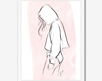 Mornings - Illustrazione di moda, arte, belle arti, stampa artistica da parete, poster, schizzo, arredamento per la casa, acquerello, incorniciato, tela o stampa
