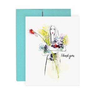Merci Wildflower - Carte de voeux, Illustration de mode, Carte fleurie, Carte-cadeau, Remerciements