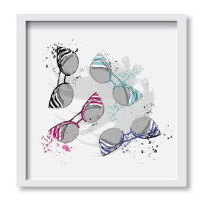 Just Vogue - Fine Art, Wall Art Print, Poster Illustration, Home Decor, Fashion Illustration, Glasses, Stripes, Vintage, Retro