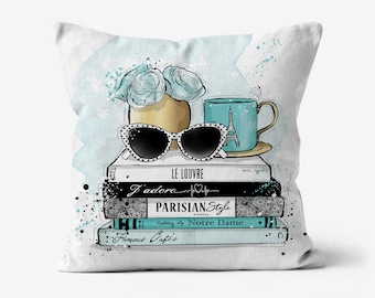 Cuscino Parigi - Cuscino da lancio con illustrazione di moda, J'adore Paris, Arredamento di moda, Casa o ufficio, Regalo per lei