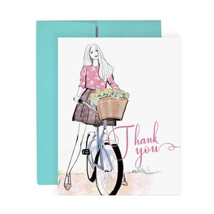 Merci ride - carte de voeux, art de la mode, illustration, dessin, merci, illustration de mode, vélo,