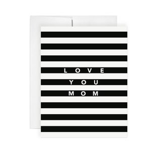 Je t'aime maman - carte de voeux, carte de joyeux anniversaire, carte de fête des mères, carte d'art, carte de rayures, carte graphique