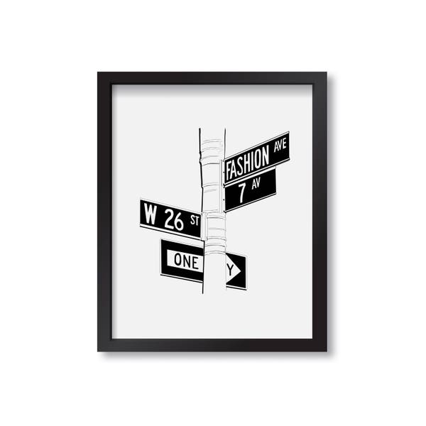 Fashion Ave - Lámina de ilustración de moda, Bellas Artes, Lámina para pared, Ilustración de póster, Decoración del hogar, Lámina de Nueva York, 7ª avenida, letrero de calle