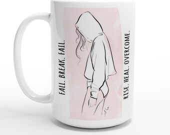 Tazza Rise & Overcome da 15 once / Tazza da caffè / Mattina / Tazza da tè