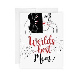 Meilleure maman du monde - carte de voeux, illustration de mode, carte de fête des mères, carte d'art, amour, maman à la mode, maman élégante