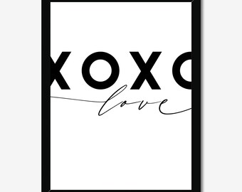 XOXO Love Art Print - Incorniciata o senza cornice / Arte testuale / Stanza della moda / Parete della galleria
