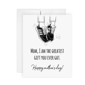 Le plus beau cadeau de maman - carte de voeux, carte de joyeux anniversaire, carte de fête des mères, carte d'art, carte de remerciement, carte d'illustration, humour, humour, drôle