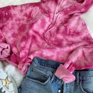 Fuchsia Tie Dye Cropped Hoodie | Tie Dye Sweater | Pink | Cropped women's hoodie | Gift For Her