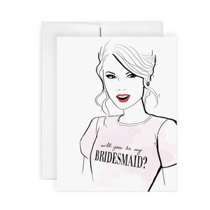 Bridesmaid Tee - Carte de vœux, Illustration de mode, Carte de demoiselle d’honneur, Carte de mariage