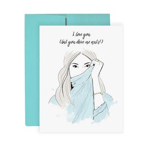Je t’aime, mais tu me rends fou - carte de vœux, illustration, illustration de mode, carte d’amour, mariage, anniversaire, fiançailles