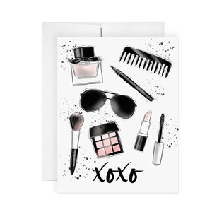 XOXO - Carte de voeux, Juste parce que la carte, carte de mode, illustration de mode, beauté, cosmétiques, art