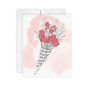 Valentine Tulips  - Greeting Card, Fashion Illustration, Love Card, Quote Card, Friendship Card, Valentine's Day