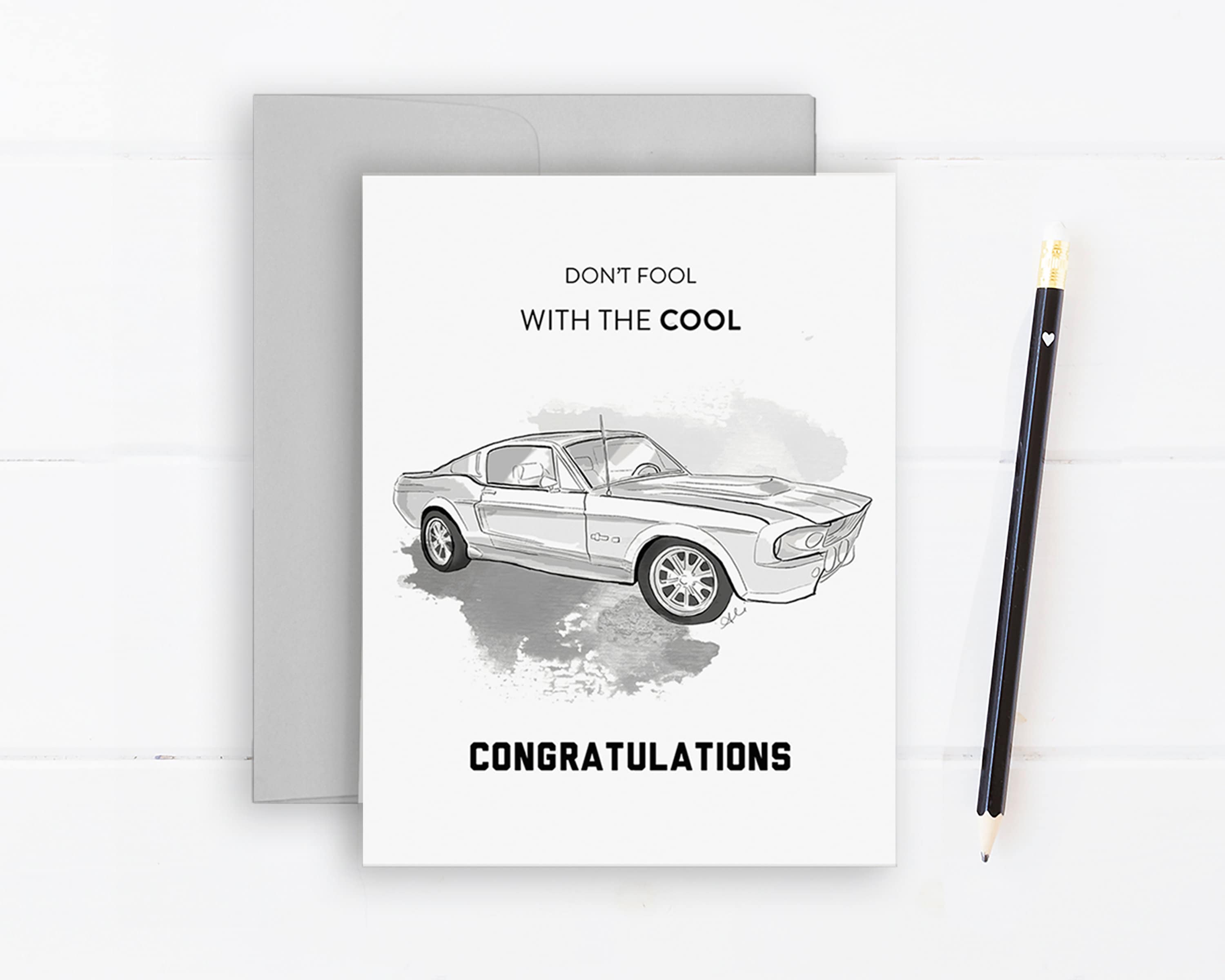 Mustang Congrats - Greeting Card, Car Illustration, Congratulations ...