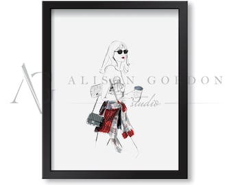 The Alexa - Fashion Street Style Fine Art Illustration Print, New York Wall Art Print, Poster Illustration, Art for Home, Office