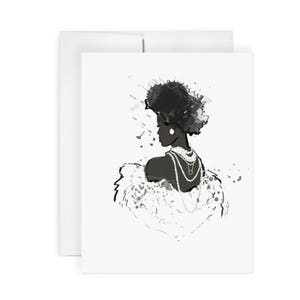 Pearl Night - Carte de voeux, Illustration de mode, Carte d’amitié, Carte fantaisie, Carte de mode, Carte de luxe