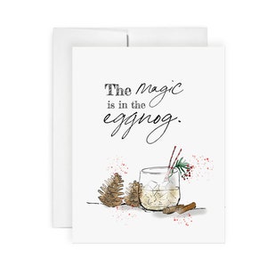 Magic Eggnog- Carte de voeux, Carte de Vacances, Illustration, Carte de Noël, Cocktail, Festive