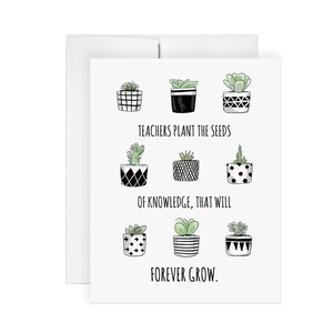 Graines d’enseignant - Carte de voeux, Connaissance, Carte d’enseignant, Professeur Merci, Succulents, Illustration, Art