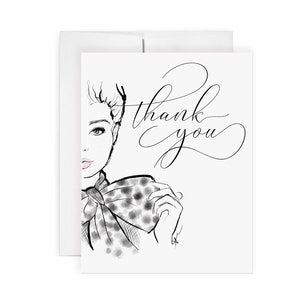 Merci Lux - carte de voeux, art de la mode, illustration, dessin, merci, illustration de mode