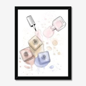Nail Polish Splatter - Fashion Illustration Print, Fine Art, Wall Art Print, Poster Illustration, Decor, Quote, Office Decor, Beauty Print
