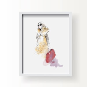 The Kasia Art Print -  TWO Colors, Fashion Street Style Illustration Print, Wall Art Print, Poster Illustration, Home Decor