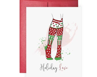 Holiday Love - Greeting Card, Fashion Card, Illustration, Christmas Card, Holiday Card, Festive Card