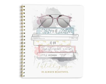Intelligence Is Always Beautiful Notebook - Stationery, Fashion Illustration, Office Supplies, Writing, Art, Quote, Classic Novels, Notebook