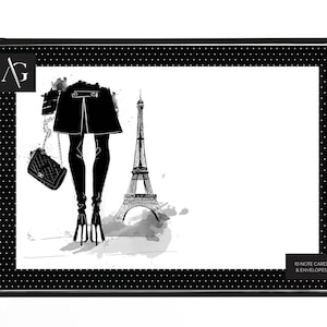 Papeterie de Paris - Illustration de mode, Merci, Juste parce que, Papeterie de bureau, Paris, Chanel, Notes d'amitié