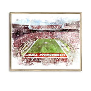 University of Alabama Stadium | Wall Art | Home Decor | Watercolour Effect | Digitally Mastered | Crimson Tide | Bryant-Denny Stadium