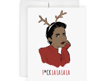 F*ck Lalalala Antlers - Biglietto d'auguri, Biglietto di auguri, Illustrazione, Biglietto di Natale, Arte, Illustrazione di moda, Biglietto divertente