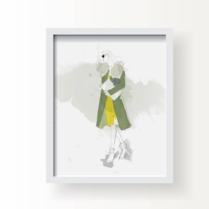 The Olivia - Fashion Illustration Print, Wall Art Print, Poster Illustration, Art for Home, Office, Street Style Sketch, Home Decor