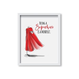 Super-héros - illustration, art, impression d'art mural, illustration d'affiche, décoration d'intérieur, citation, source d'inspiration, super femme, fantaisie, force