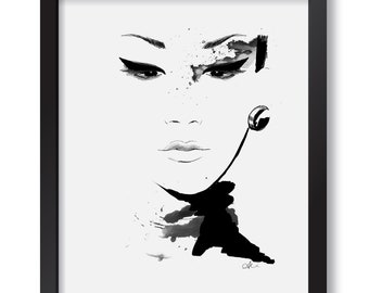 Ophelia - Illustration Print, Wall Art Print, Poster Illustration, Art for Home, Home Decor, Fashion Illustration, Framed Art, Canvas
