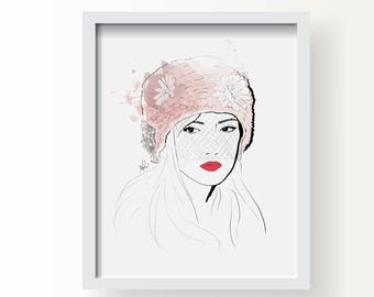 The Jacqueline - Art Print, Fashion Haute Couture Fine Art Illustration Print, Wall Art Print, Poster Illustration, Art for Home, Beauty