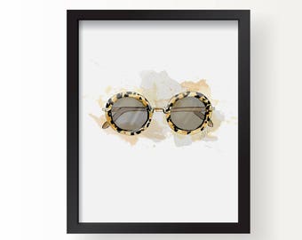Groupie - Sunglasses Fashion Illustration Print, Fine Art, Wall Art Print, Poster Illustration, Art for Home, Office, Leopard Print