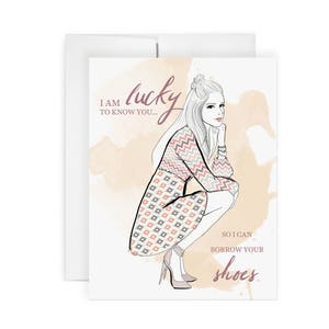 Lucky Shoes - Carte de voeux, Carte d’anniversaire, Juste parce que la carte, carte d’art, illustration de mode, papeterie